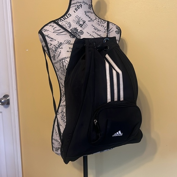 Adidas Black Backpack with Cream Stripes sport - Picture 1 of 7